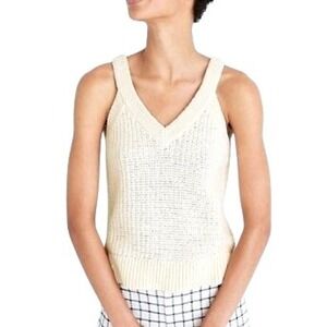 Madewell Stockton Ivory White Cream Knit Crochet V-Neck Sweater Tank M